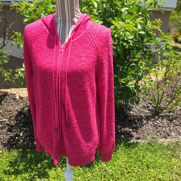 Ellen Tracy Rose color zipper XL Hooded Jacket - Picture 5 of 7